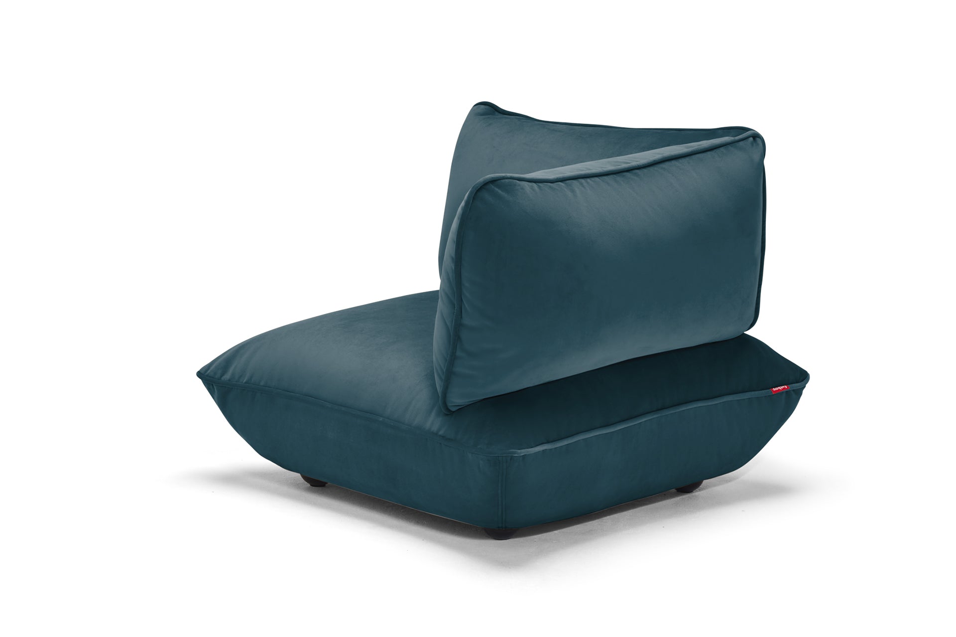 FATBOY Sumo Corner Seat - blauer Sessel mit Samtbezug von hinten