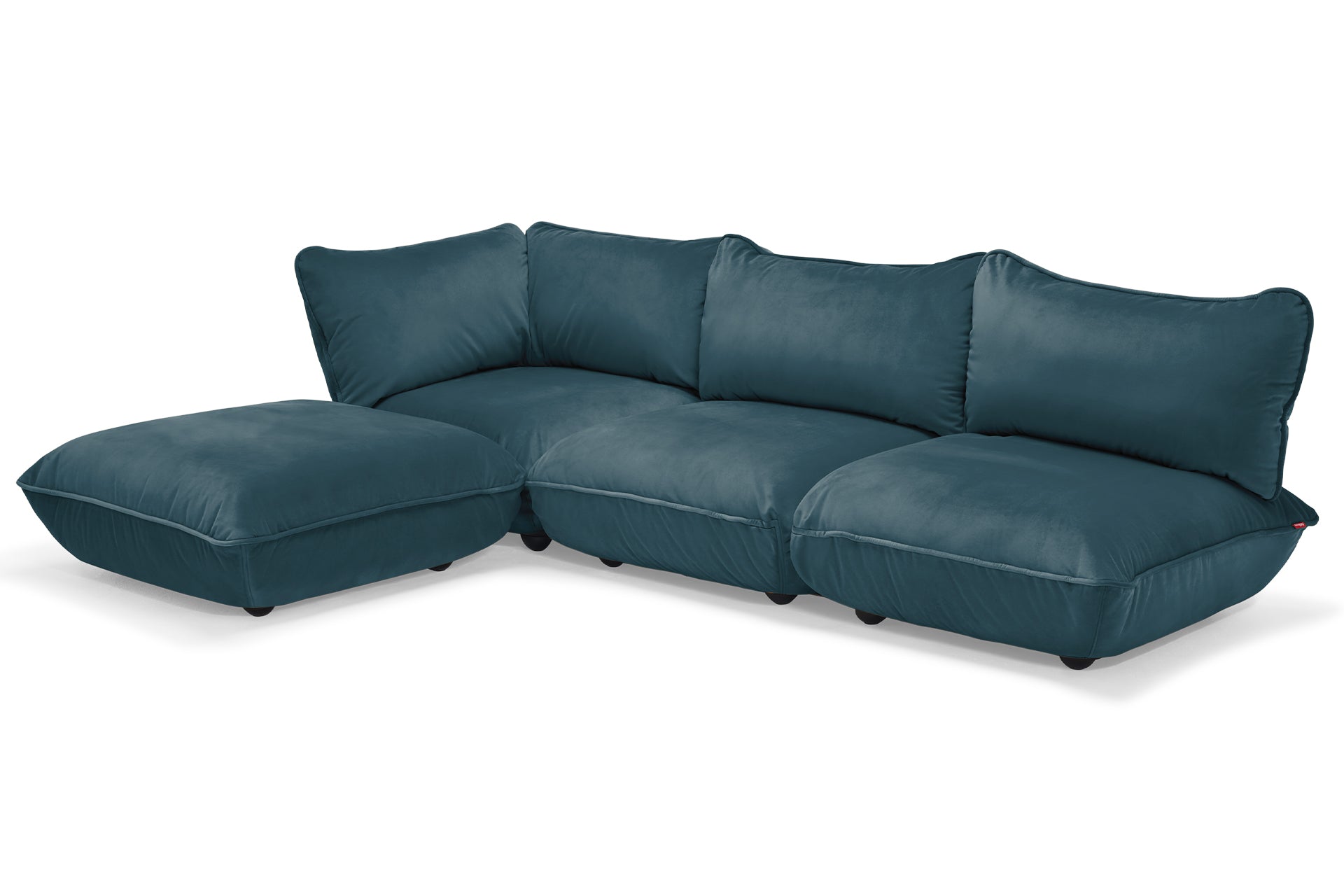 FATBOY Sumo Sofa - blaues Ecksofa aus Modulen in Samt von Seite