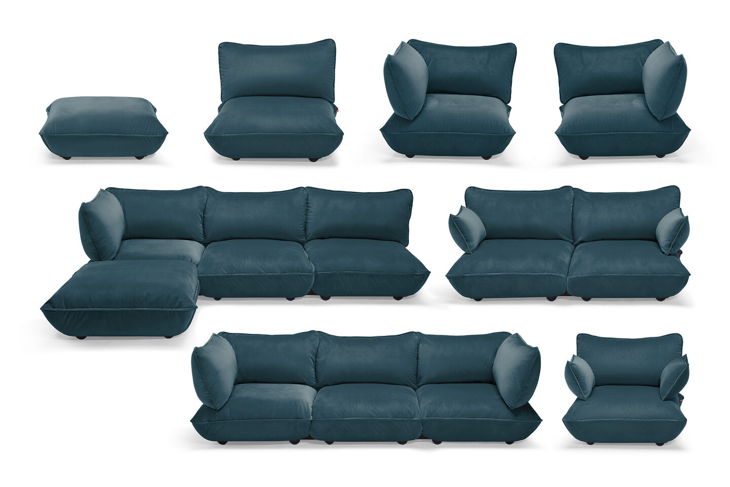 FATBOY Sumo Sofa - Variationen von Modulcouches in Samt blau