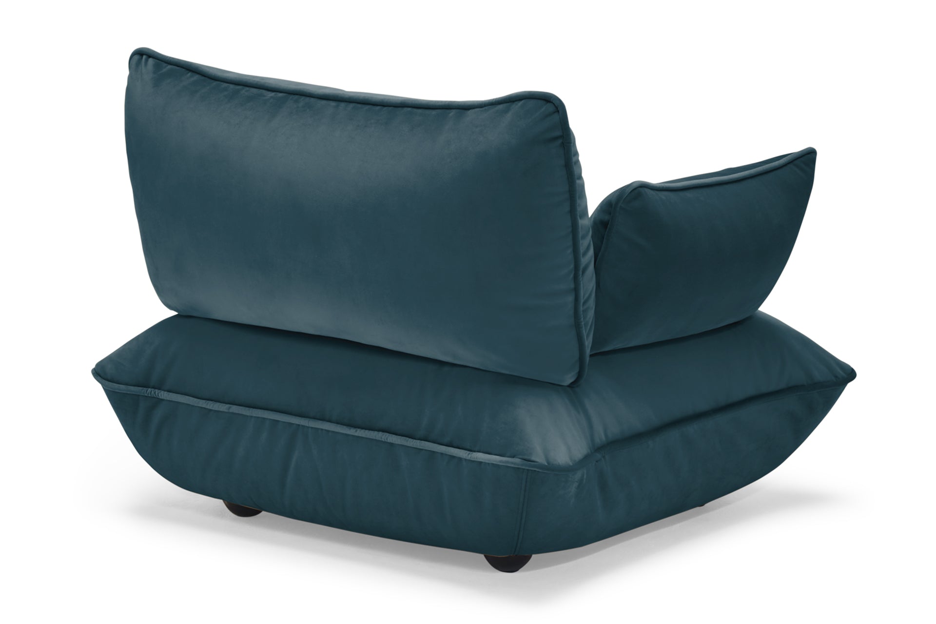 FATBOY Sumo Love Seat Velvet - blauer Samt Sessel mit Armlehnen von hinten