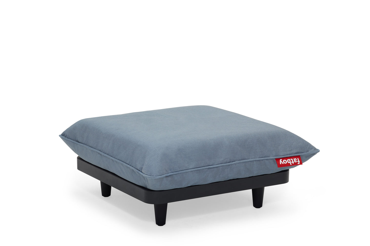 FATBOY Paletti Hocker - blauer outdoor Hocker mit Logo und wetterfestem Stoff