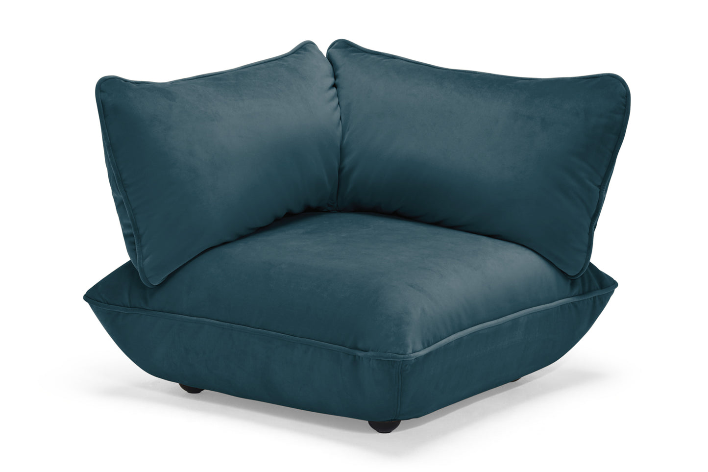 FATBOY Sumo Corner Seat - Ecksessel in blau mit Samtbezug von vorne