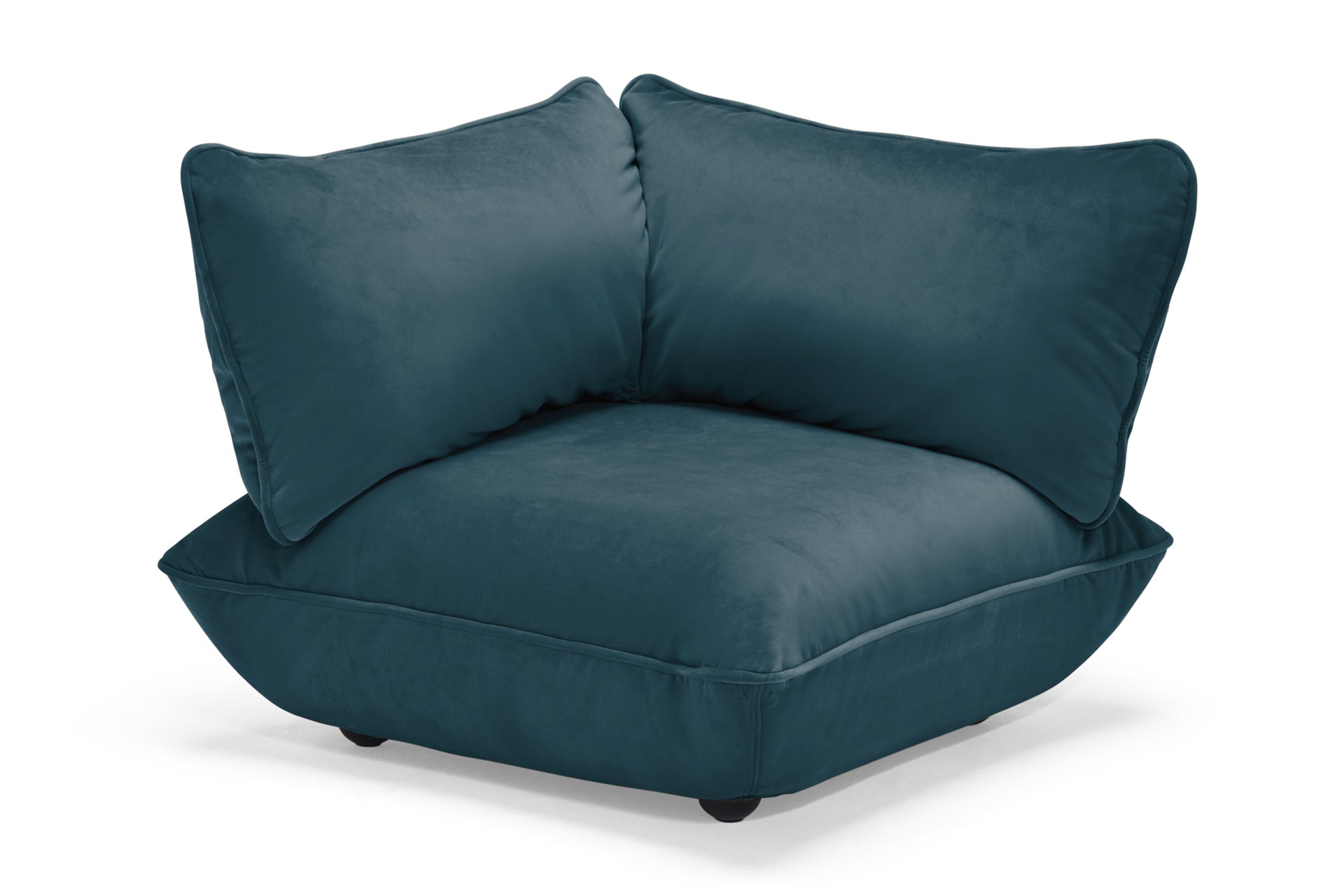 FATBOY Sumo Corner Seat - Ecksessel in blau mit Samtbezug von vorne