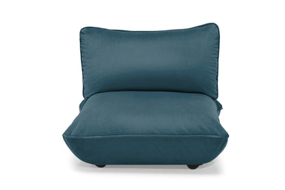 FATBOY Sumo Seat Velvet - Frontalaufnahme blauer Samt Sessel