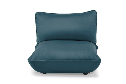 FATBOY Sumo Seat Velvet - Frontalaufnahme blauer Samt Sessel
